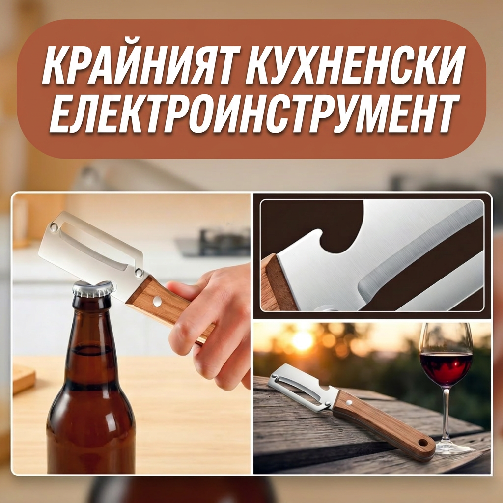💖 ПРОМОЦИЯ ЗА ДЕНЯ НА МАЙКАТА 💖 2 в 1 Белачка за зеленчуци от неръждаема стомана с дървена дръжка и отварачка