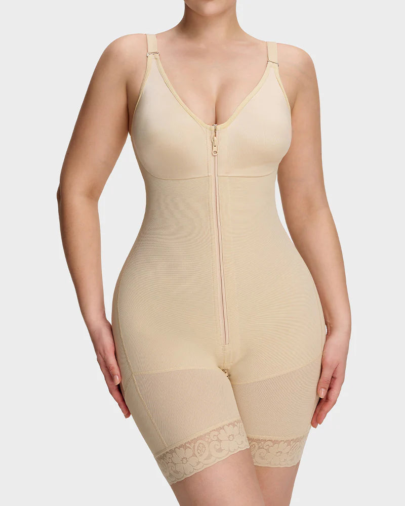 Women’s Colombian Shapewear Bodysuit – Tummy Control Butt Lifter with Zipper Crotch & Detachable Shoulder Straps