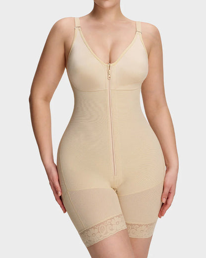 Women’s Colombian Shapewear Bodysuit – Tummy Control Butt Lifter with Zipper Crotch & Detachable Shoulder Straps