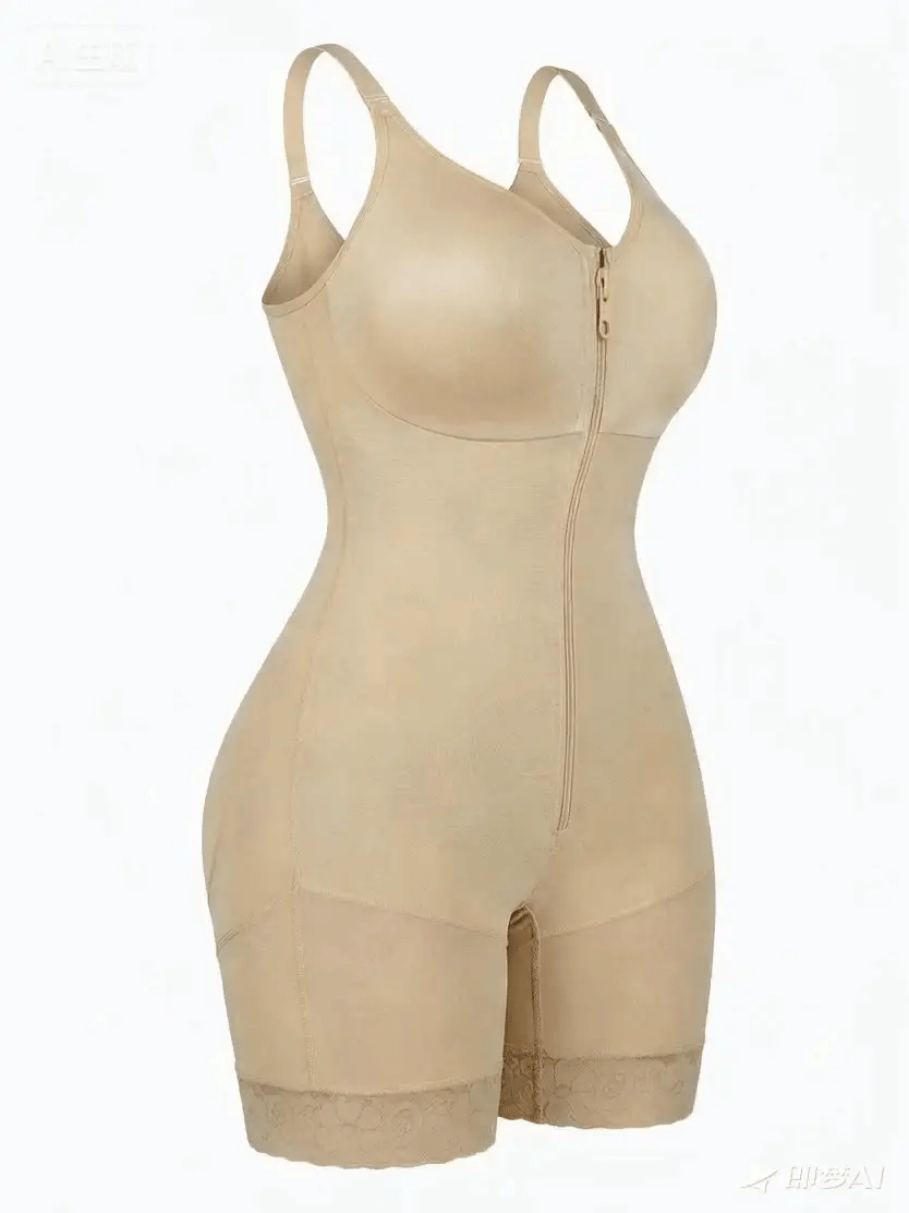 Women’s Colombian Shapewear Bodysuit – Tummy Control Butt Lifter with Zipper Crotch & Detachable Shoulder Straps