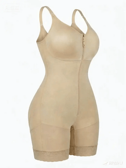 Women’s Colombian Shapewear Bodysuit – Tummy Control Butt Lifter with Zipper Crotch & Detachable Shoulder Straps