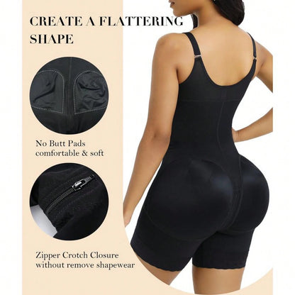 Women’s Colombian Shapewear Bodysuit – Tummy Control Butt Lifter with Zipper Crotch & Detachable Shoulder Straps