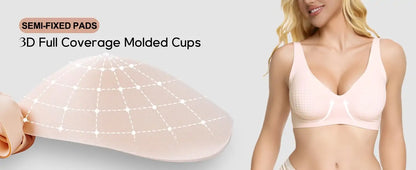 Jelly Wireless Bra for Women, Push Up Seamless T-Shirt Bras, Comfortable Plunge No Underwire Bra with Adjustable Straps