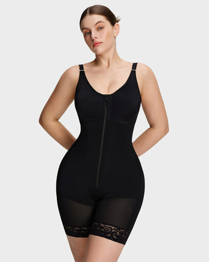 Women’s Colombian Shapewear Bodysuit – Tummy Control Butt Lifter with Zipper Crotch & Detachable Shoulder Straps