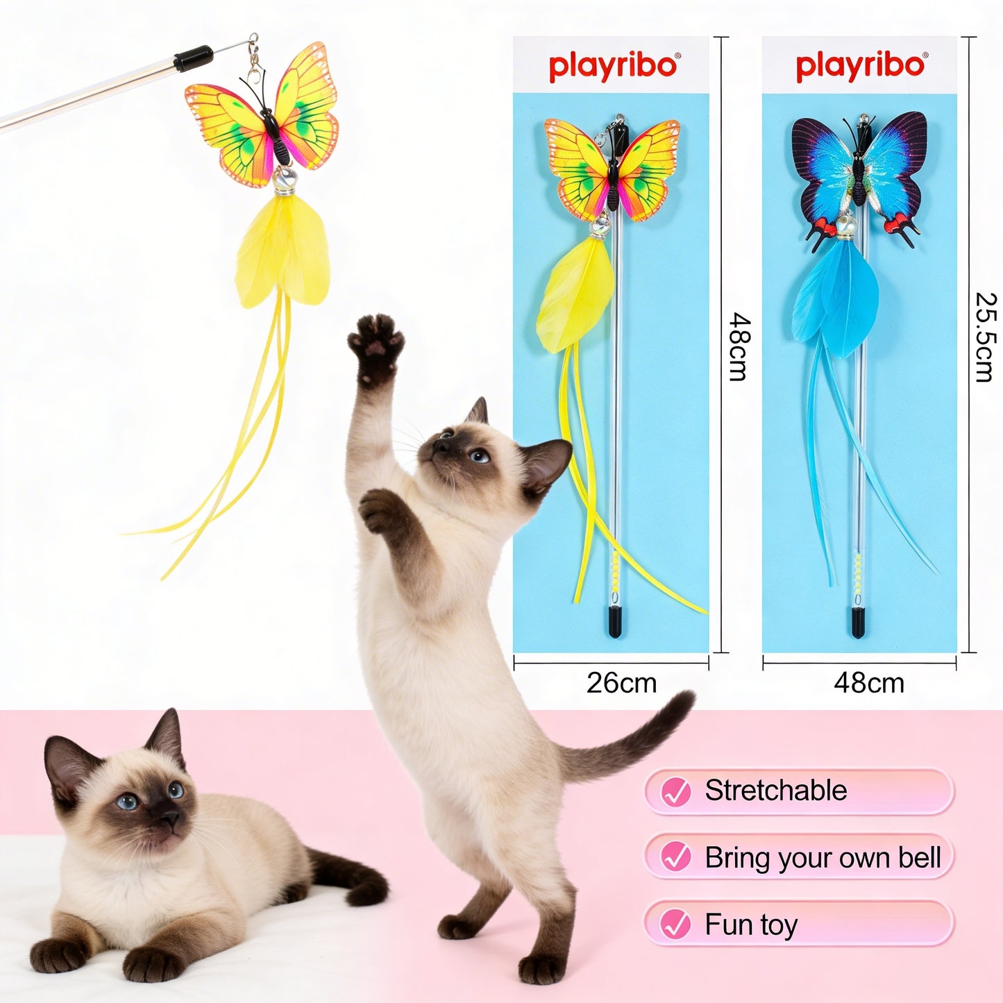 Playribo® Interactive Cat Toy - Tug-of-War Rope for Energy Burning | Durable & Safe, Cat Exercise Toy for Active Cats | With Playribo® Logo