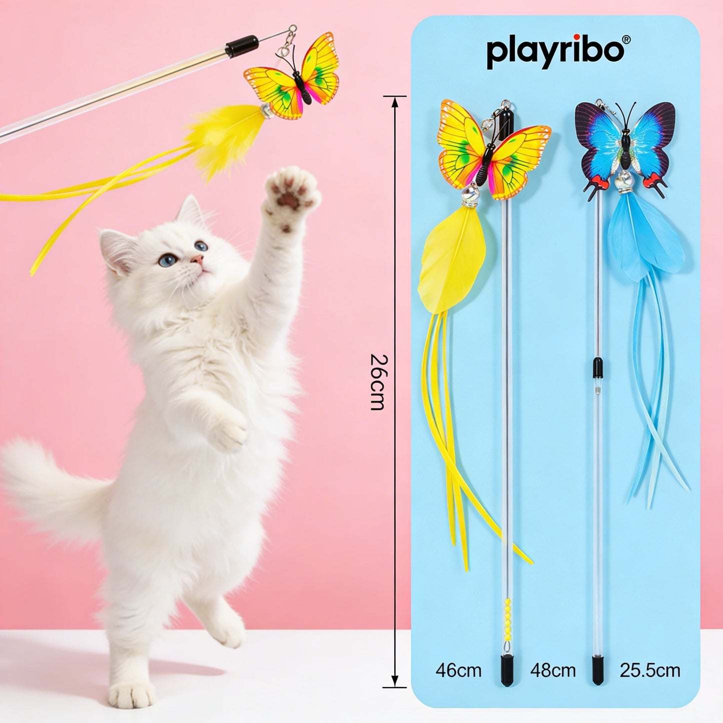 Playribo® Interactive Cat Toy - Tug-of-War Rope for Energy Burning | Durable & Safe, Cat Exercise Toy for Active Cats | With Playribo® Logo