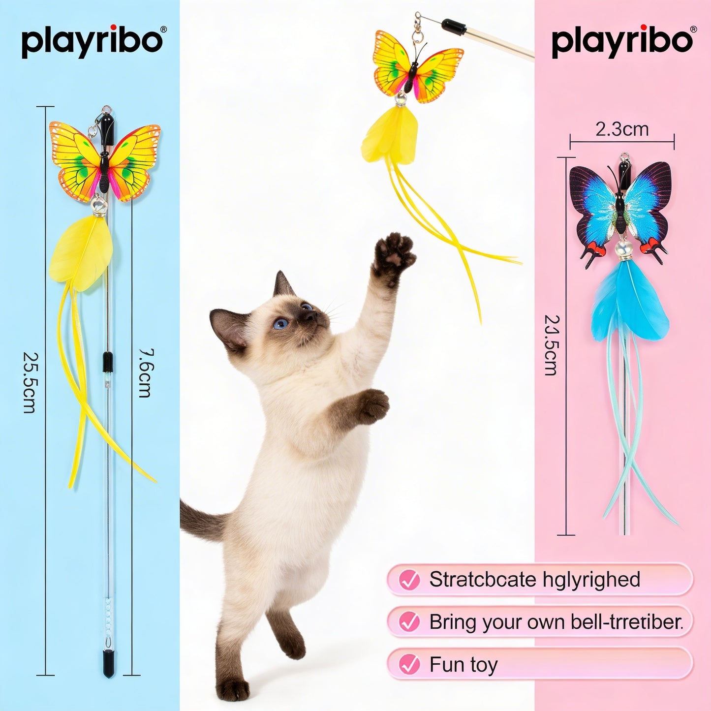 Playribo® Interactive Cat Toy - Tug-of-War Rope for Energy Burning | Durable & Safe, Cat Exercise Toy for Active Cats | With Playribo® Logo