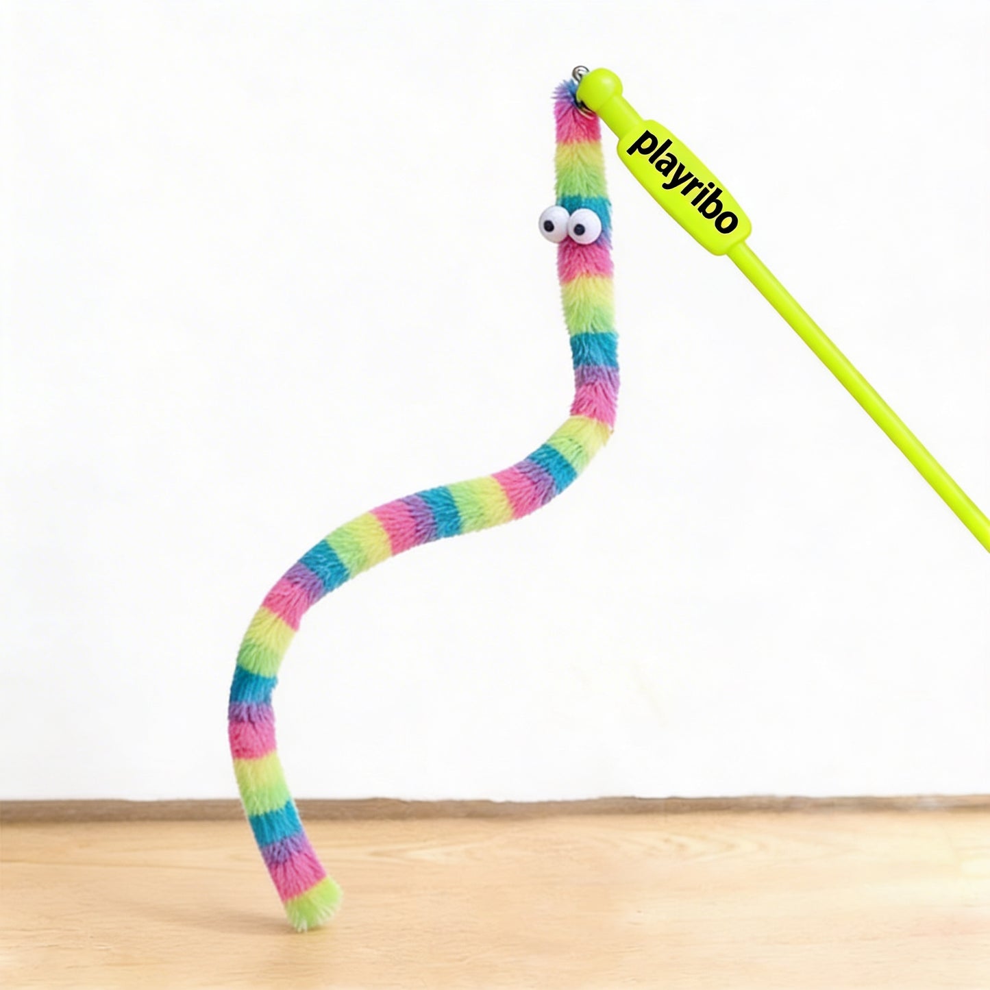 Playribo® Interactive Cat Toy – Tug-of-War with Feather Ambush | Energy-Burning Fun for Cats | Durable Rope Toy with Ribbon for Active Play