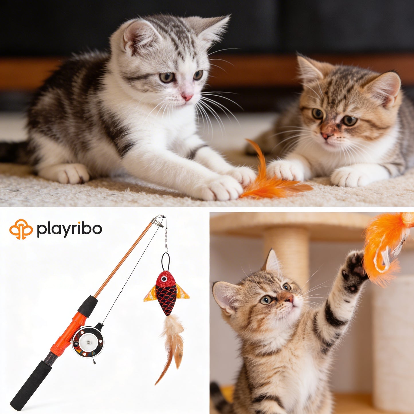 Playribo® Flying Kicker Cat Toy – Interactive Kick & Wrestle Toy | Durable and Engaging for Active Cats | Relieves Stress and Encourages Natural Play