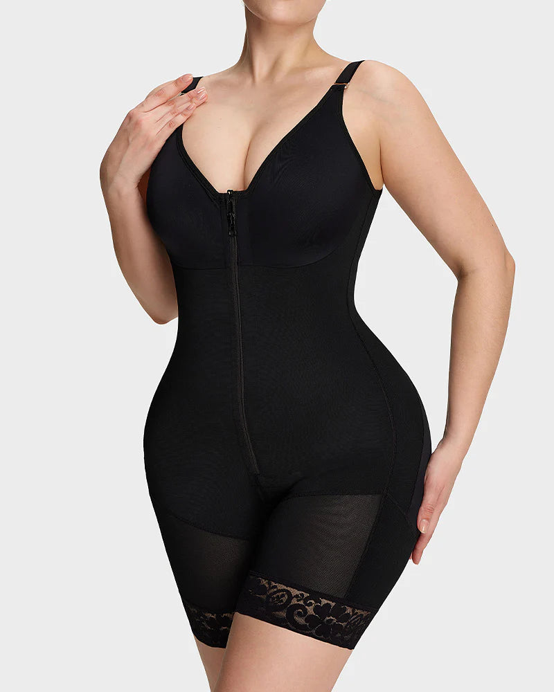 Women’s Colombian Shapewear Bodysuit – Tummy Control Butt Lifter with Zipper Crotch & Detachable Shoulder Straps