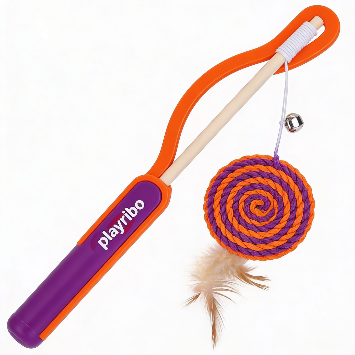 Playribo® Ultimate Interactive Energy-Burning Cat Toy – Tug-of-War & Wrestling with Feather Ambush | Durable Rope & Engaging Design for Active Cats | Exercise & Mental Stimulation