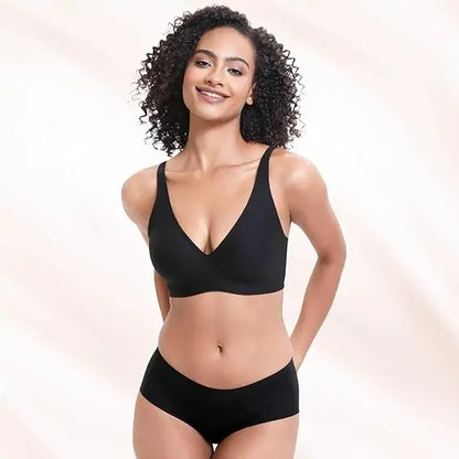 Jelly Wireless Bra for Women, Push Up Seamless T-Shirt Bras, Comfortable Plunge No Underwire Bra with Adjustable Straps