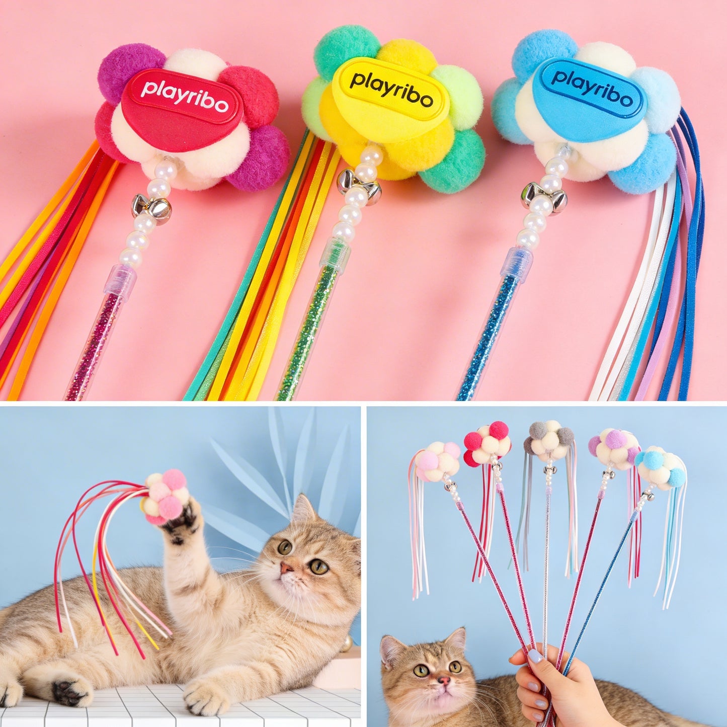 Playribo® Interactive Tug-and-Play Cat Toy – Energy-Burning Fun for Cats | Durable Design for Wrestling, Kicking, and Engaging Play | Safe & Exciting Interactive Cat Toy