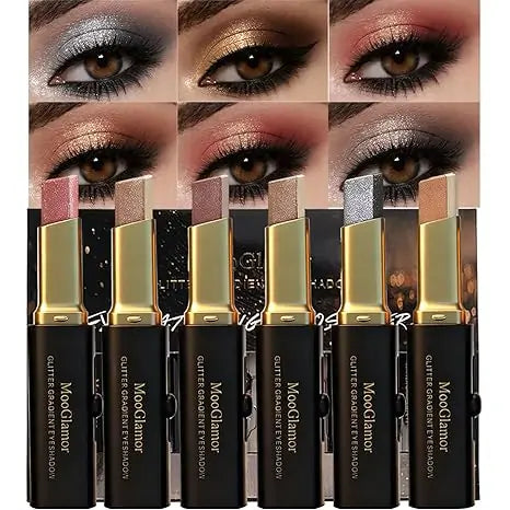 BWOGUE 6 Color Eye Shadow Stick | Twin Eyeshadow Stick | Two-Tone Shimmer Gradient Eyeshadow | Easy to Blend, Non Creasing Eye shadow | Waterproof Glitter | 24 Hour Stay (Shade No. 4 to 6)
