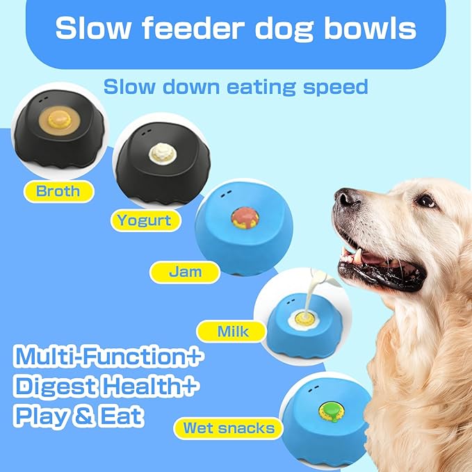Dog Bowls for Liquid Treat, Anti-Slip【Entertained Ball-in】 Bone Broth Dog Lick Bowl, 3/4 Cup Yogurt Pup Lick Toy for Large Medium Small Breeds Dietary Supplement/Post-op Nutrition