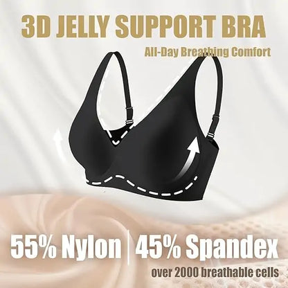 Jelly Wireless Bra for Women, Push Up Seamless T-Shirt Bras, Comfortable Plunge No Underwire Bra with Adjustable Straps