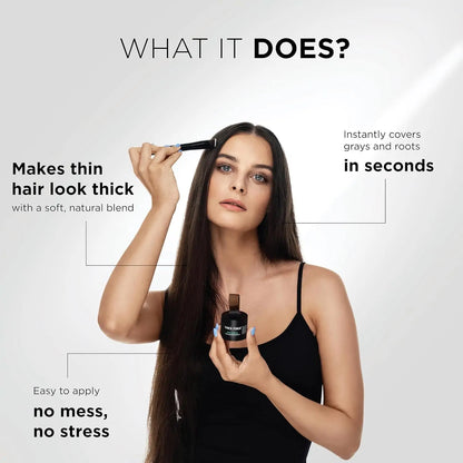 THICK FIBER Root Touch Up and Hairline Concealer - Water & Sweat Resistant Hair Loss Powder Set for Thinning Hair, Includes Brush