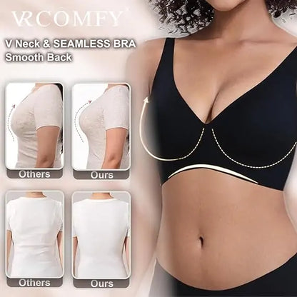 Jelly Wireless Bra for Women, Push Up Seamless T-Shirt Bras, Comfortable Plunge No Underwire Bra with Adjustable Straps