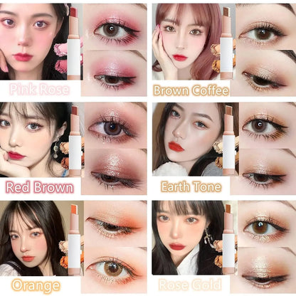BWOGUE 6 Color Eye Shadow Stick | Twin Eyeshadow Stick | Two-Tone Shimmer Gradient Eyeshadow | Easy to Blend, Non Creasing Eye shadow | Waterproof Glitter | 24 Hour Stay (Shade No. 4 to 6)