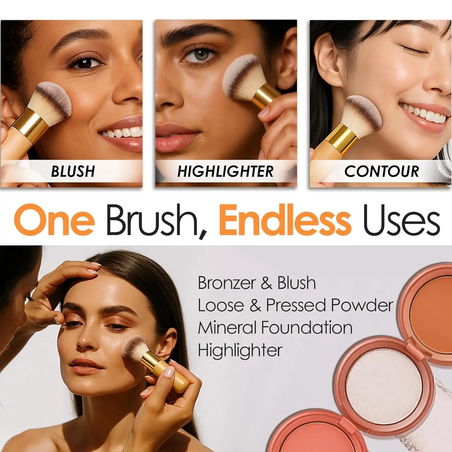 the playribo® brush - fluffy, dome foundation brush