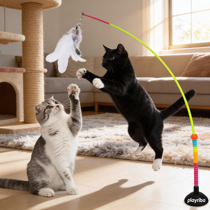 Playribo® Interactive Energy-Burning Cat Toy | Tug-of-War, Wrestling & Kicking Action | Safe, Durable Play for Active Cats | Perfect for Physical & Mental Stimulation