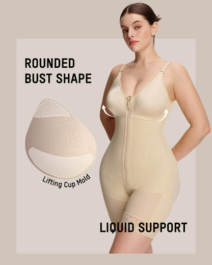 Women’s Colombian Shapewear Bodysuit – Tummy Control Butt Lifter with Zipper Crotch & Detachable Shoulder Straps
