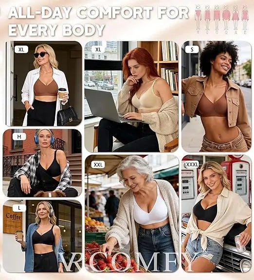 Jelly Wireless Bra for Women, Push Up Seamless T-Shirt Bras, Comfortable Plunge No Underwire Bra with Adjustable Straps