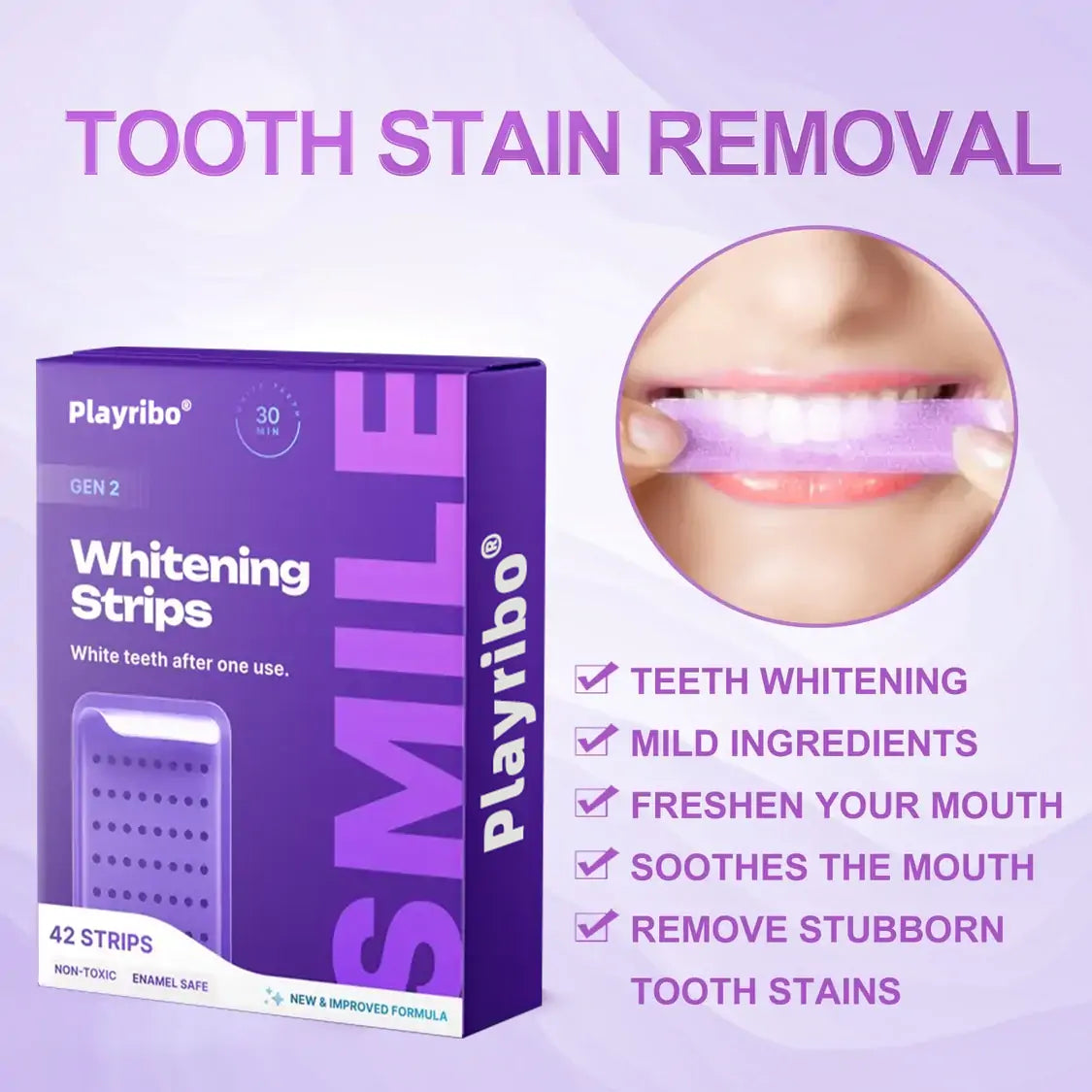 Radiant Smile 2.0 | Purple Teeth Whitening Strips with Color-Correction Technology | Enamel-Safe Formula for Sensitive Teeth | Peroxide-Free