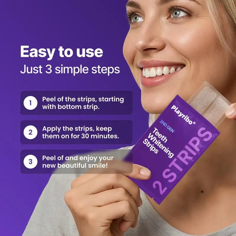 Radiant Smile 2.0 | Purple Teeth Whitening Strips with Color-Correction Technology | Enamel-Safe Formula for Sensitive Teeth | Peroxide-Free