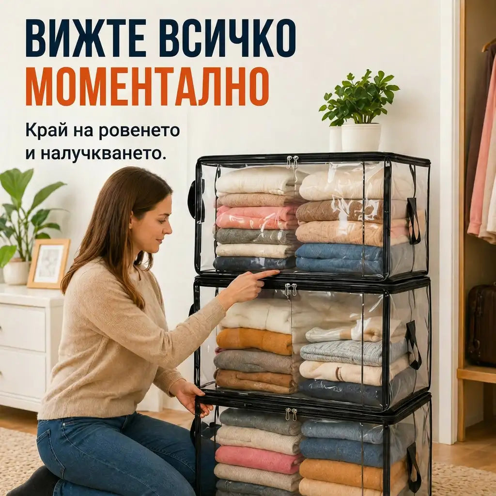 🎁💞 ПОСЛЕДЕН ДЕН - 50% НАМАЛЕНИЕ ✨📦  WYVCK® Голяма здрава прозрачна пластмасова кутия за съхранение