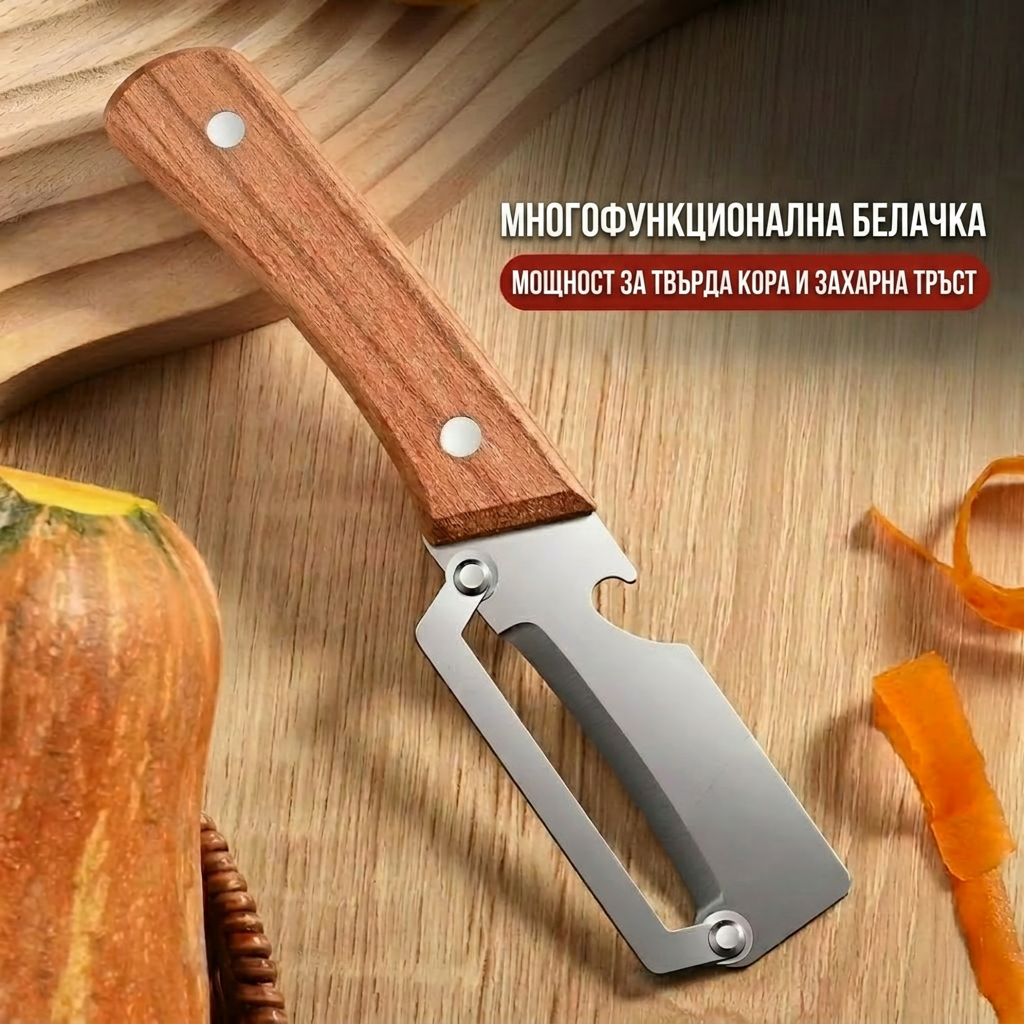 💖 ПРОМОЦИЯ ЗА ДЕНЯ НА МАЙКАТА 💖  2 в 1 Белачка за зеленчуци от неръждаема стомана с дървена дръжка и отварачка