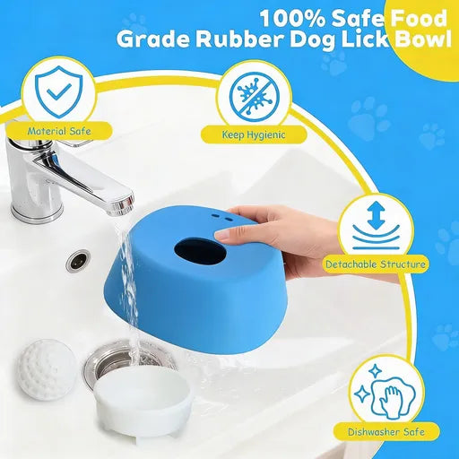Dog Bowls for Liquid Treat, Anti-Slip【Entertained Ball-in】 Bone Broth Dog Lick Bowl, 3/4 Cup Yogurt Pup Lick Toy for Large Medium Small Breeds Dietary Supplement/Post-op Nutrition