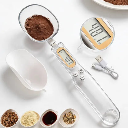 Digital Measuring Spoon Scale,High Precision Electronic Food Scale for Kitchen Gadgets and Daily Meals,300G/0.1G Gram Scale for, Home Cooks Bakers Chefs,Pet Dog Cat Ower,with Battery