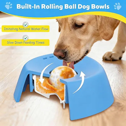 Dog Bowls for Liquid Treat, Anti-Slip【Entertained Ball-in】 Bone Broth Dog Lick Bowl, 3/4 Cup Yogurt Pup Lick Toy for Large Medium Small Breeds Dietary Supplement/Post-op Nutrition