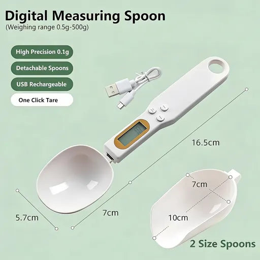 Digital Measuring Spoon Scale,High Precision Electronic Food Scale for Kitchen Gadgets and Daily Meals,300G/0.1G Gram Scale for, Home Cooks Bakers Chefs,Pet Dog Cat Ower,with Battery