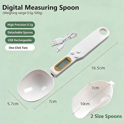 Digital Measuring Spoon Scale,High Precision Electronic Food Scale for Kitchen Gadgets and Daily Meals,300G/0.1G Gram Scale for, Home Cooks Bakers Chefs,Pet Dog Cat Ower,with Battery