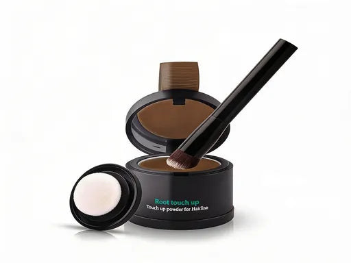 THICK FIBER Root Touch Up and Hairline Concealer - Water & Sweat Resistant Hair Loss Powder Set for Thinning Hair, Includes Brush