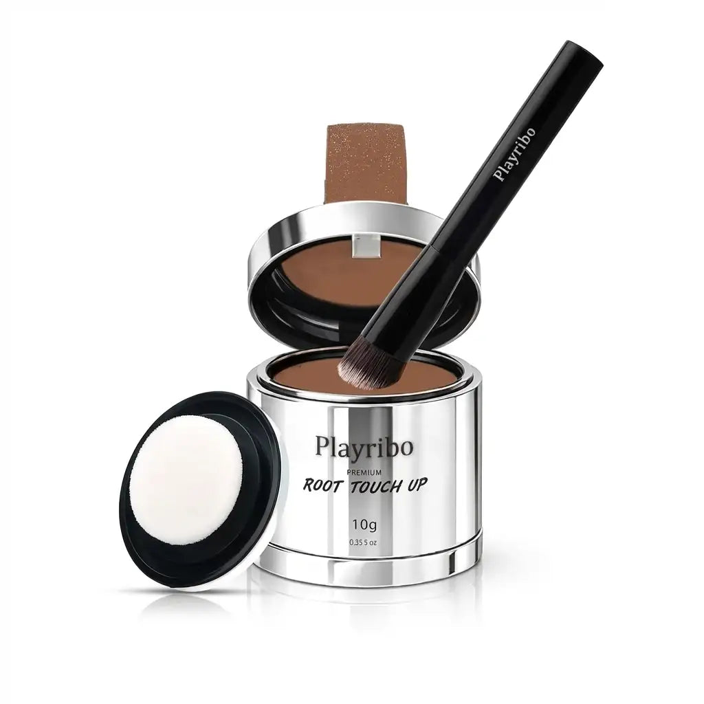 THICK FIBER Root Touch Up and Hairline Concealer - Water & Sweat Resistant Hair Loss Powder Set for Thinning Hair, Includes Brush