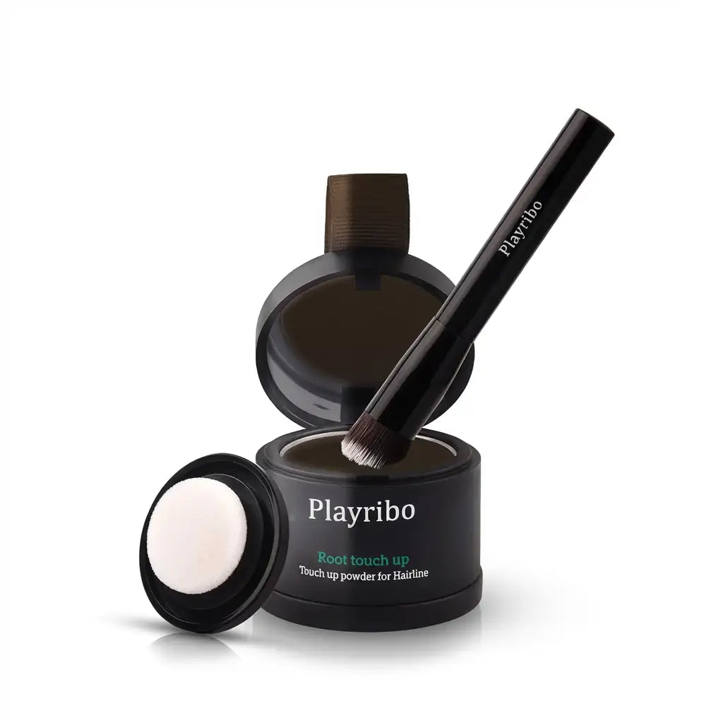 THICK FIBER Root Touch Up and Hairline Concealer - Water & Sweat Resistant Hair Loss Powder Set for Thinning Hair, Includes Brush