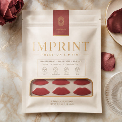 IMPRINT Press-On Lip Tint Sheets — premium ivory and champagne pack front