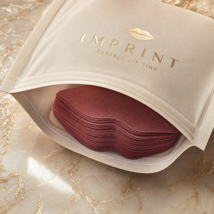 IMPRINT pack open showing press-on lip tint sheets