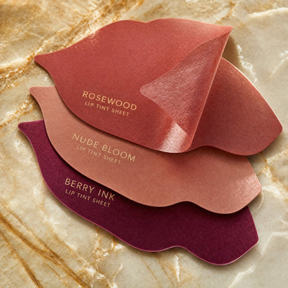 Macro close-up of IMPRINT lip tint sheet and pad texture